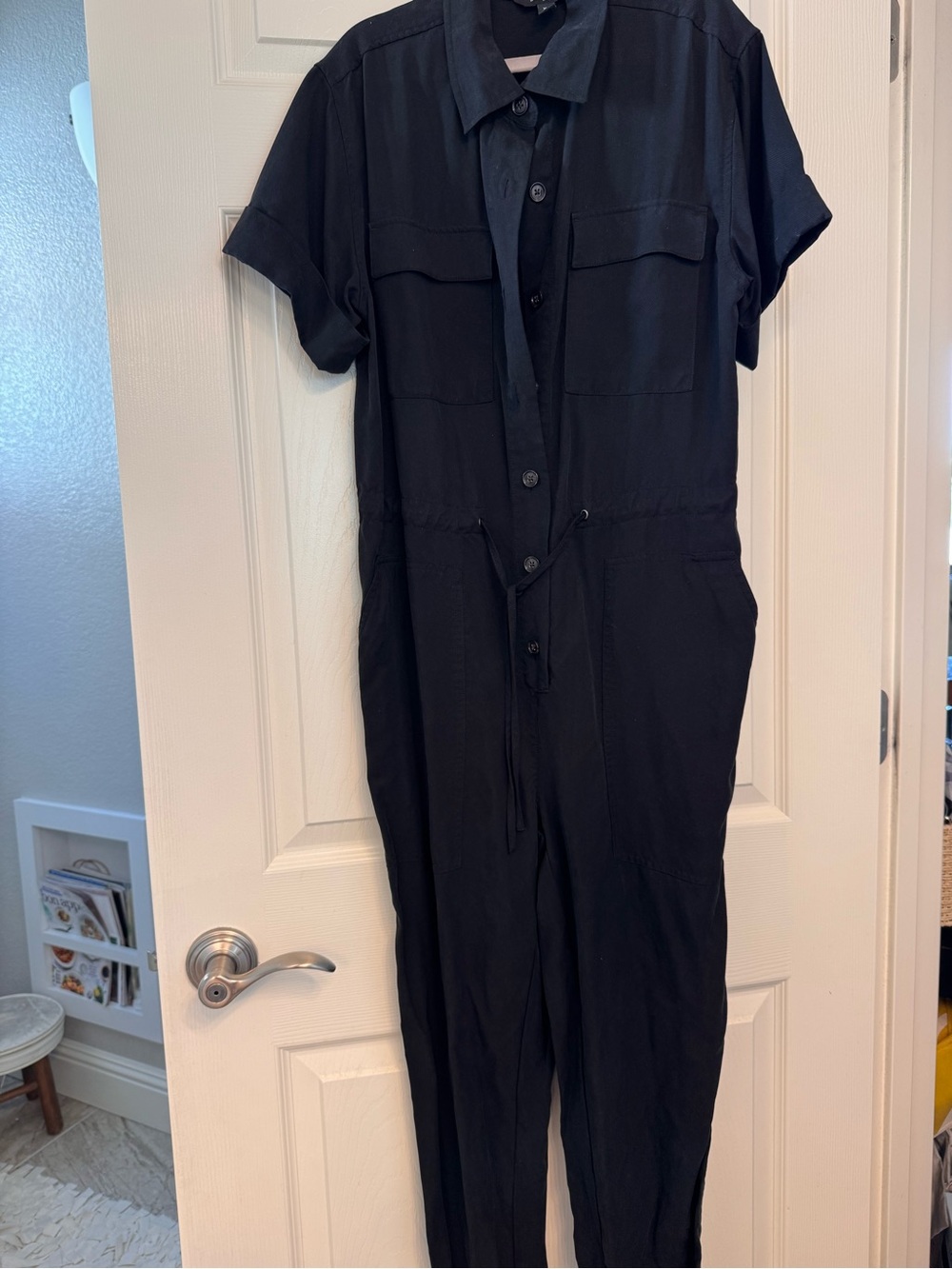 Banana Republic Factory Black Short Sleeve Utility Jumpsuit